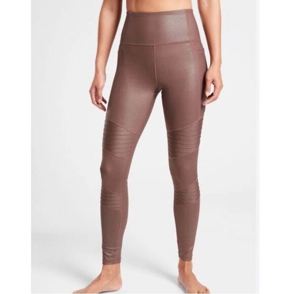 ATHLETA inclination shimmer moto tight sz S Womens Athletic Activewear leggings - Picture 1 of 9